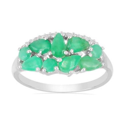 BUY NATURAL EMERALD GEMSTONE RING IN STERLING SILVER